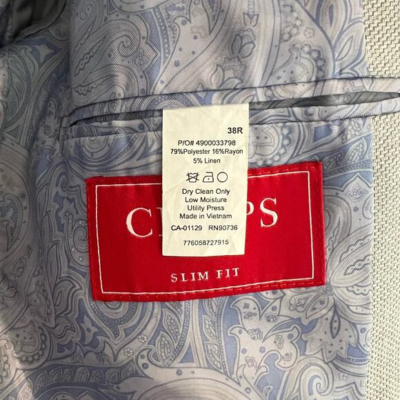 Chaps Mens Slim‎ Fit Sports Coat Blazer Linen Blend Light Grey Size 38R - Picture 3 of 11
